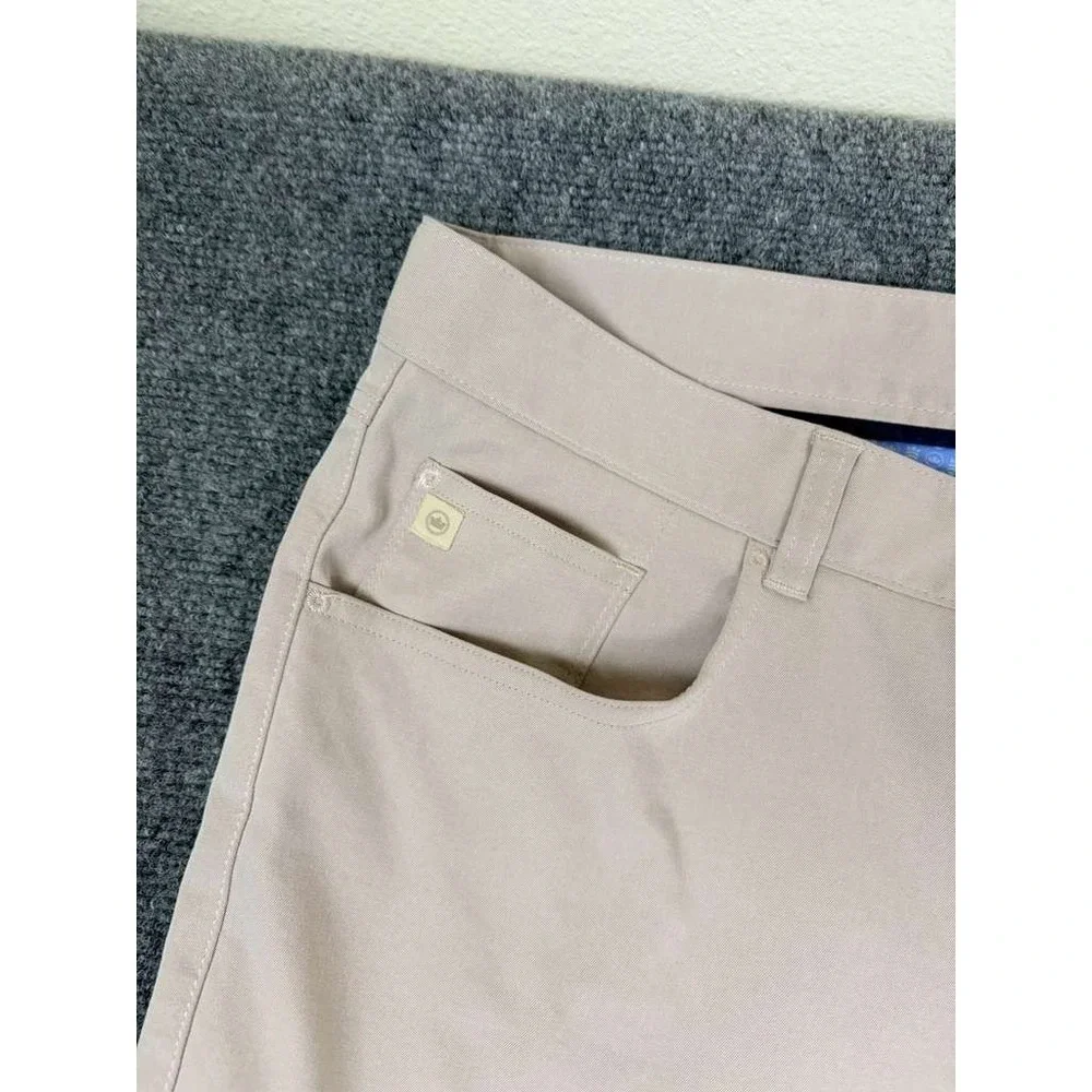 Peter Millar EB66 Pants Mens Khaki Flat Front Straight Leg Polyester 40X32